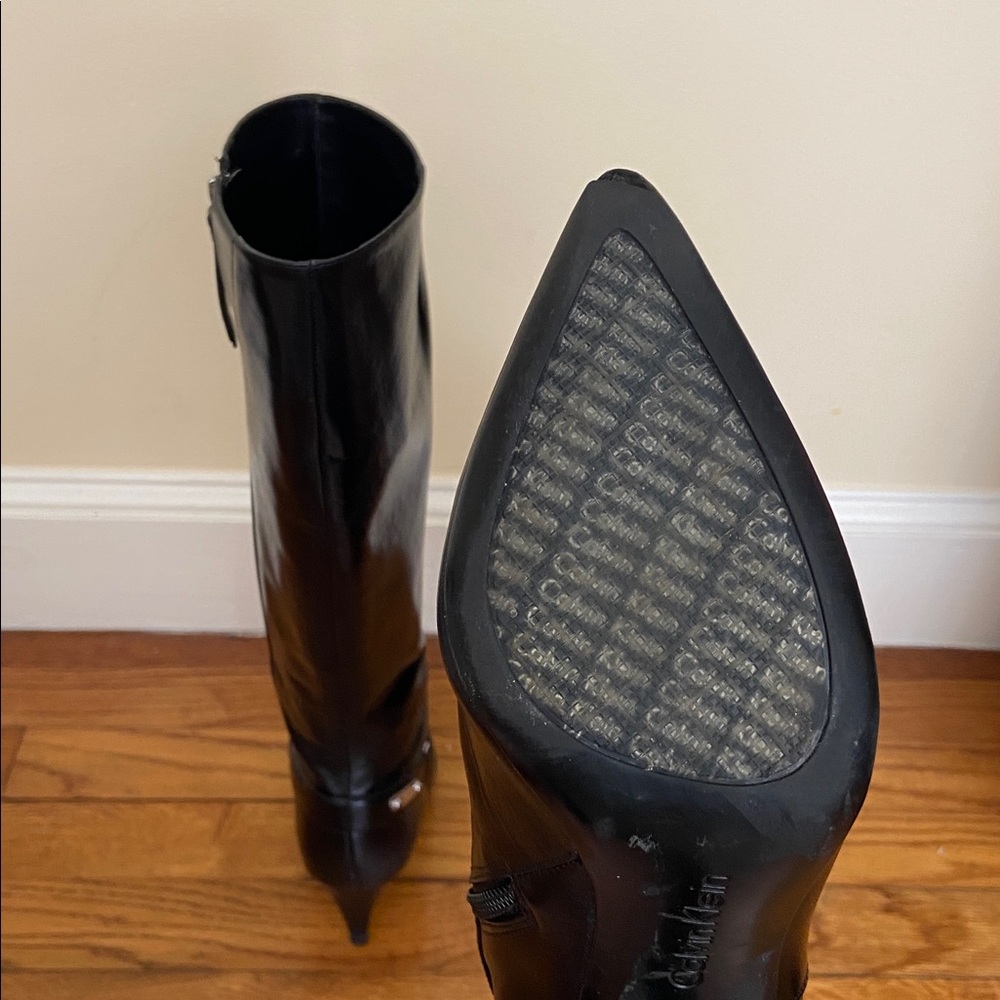 Calvin Klein Black Heeled Knee High Boots - Picture 6 of 7